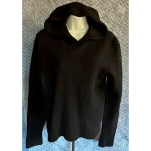 The Commons 100% Cashmere  Hoodie Size L Jet Black Plush Warm Luxury Unisex